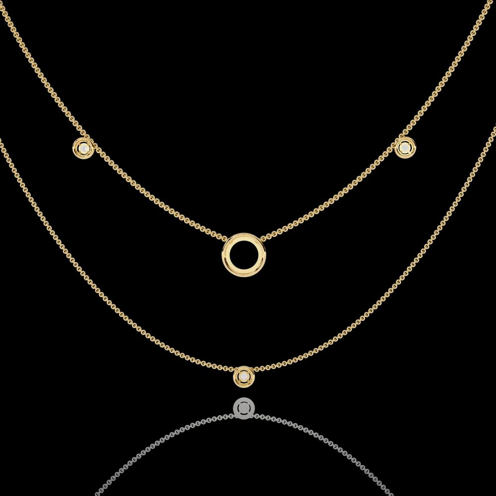Dainty Gold Dual-Strand Necklace with Circle - Image 4 Dainty Gold Dual-Strand Necklace with Circle, view 4 of 5