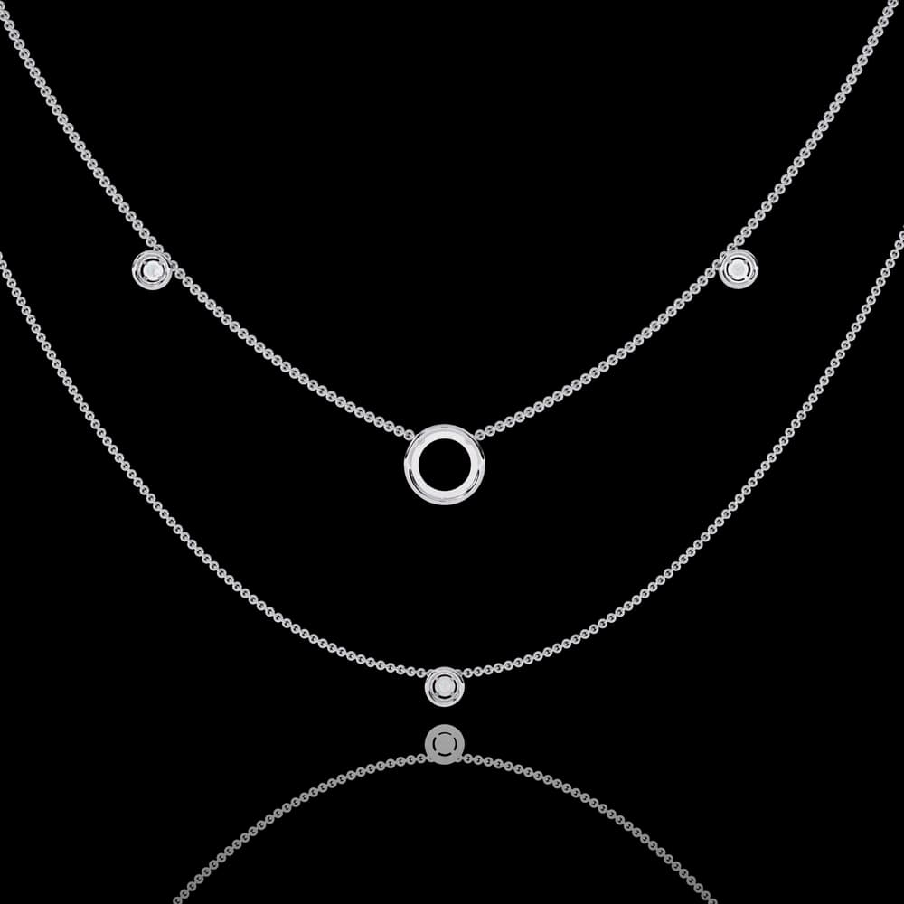 Dainty Gold Dual-Strand Necklace with Circle - Image 5 Dainty Gold Dual-Strand Necklace with Circle, view 5 of 5