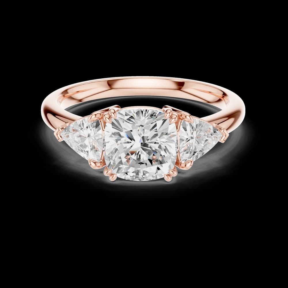 Cushion Trillion 3-Stone Lab grown Diamond Ring - Image 1 Cushion Trillion 3-Stone Lab grown Diamond Ring, view 1 of 6