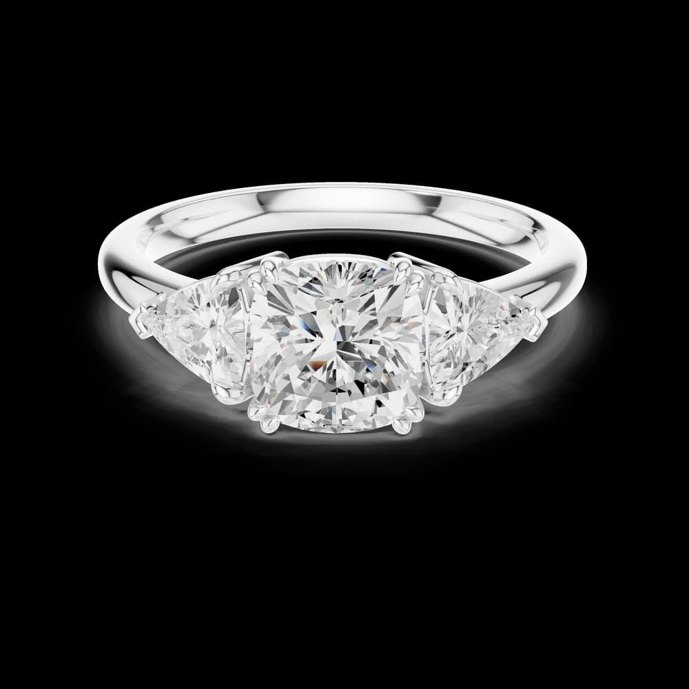 Cushion Trillion 3-Stone Lab grown Diamond Ring - Image 2 Cushion Trillion 3-Stone Lab grown Diamond Ring, view 2 of 6