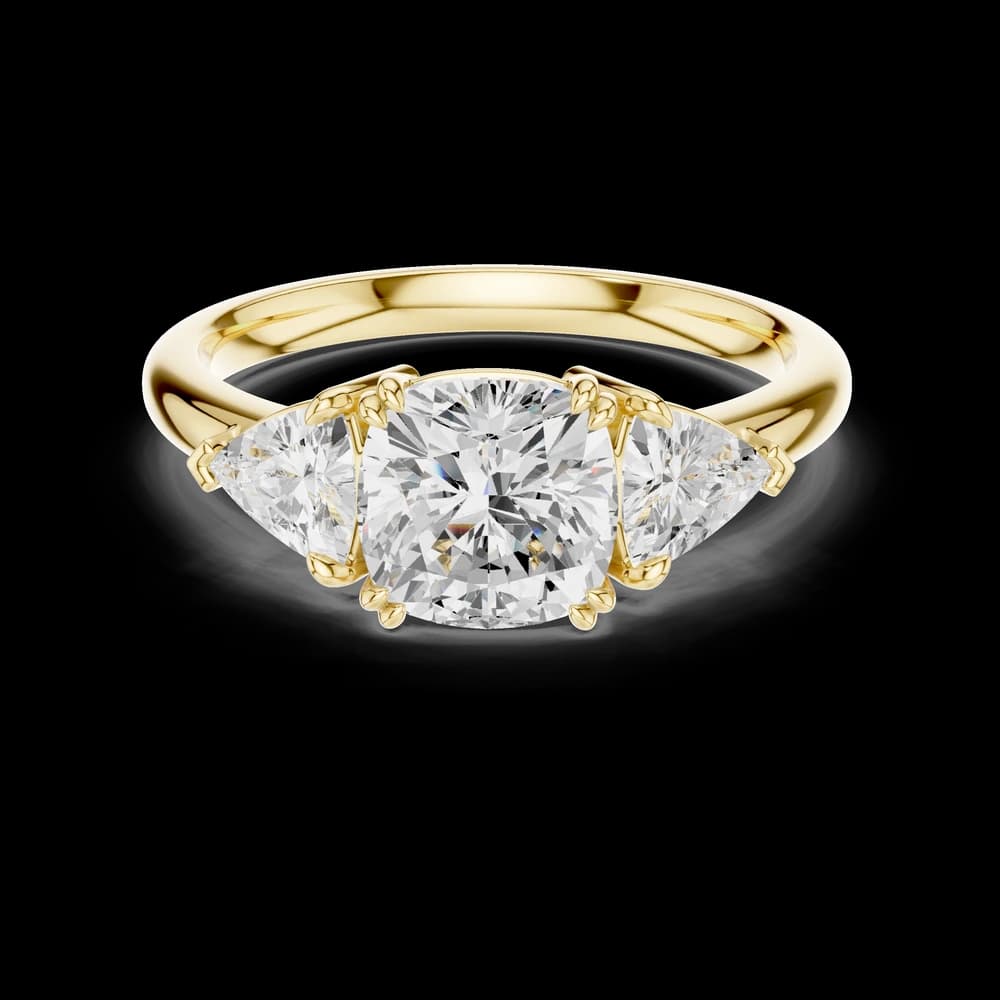 Cushion Trillion 3-Stone Lab grown Diamond Ring - Image 3 Cushion Trillion 3-Stone Lab grown Diamond Ring, view 3 of 6