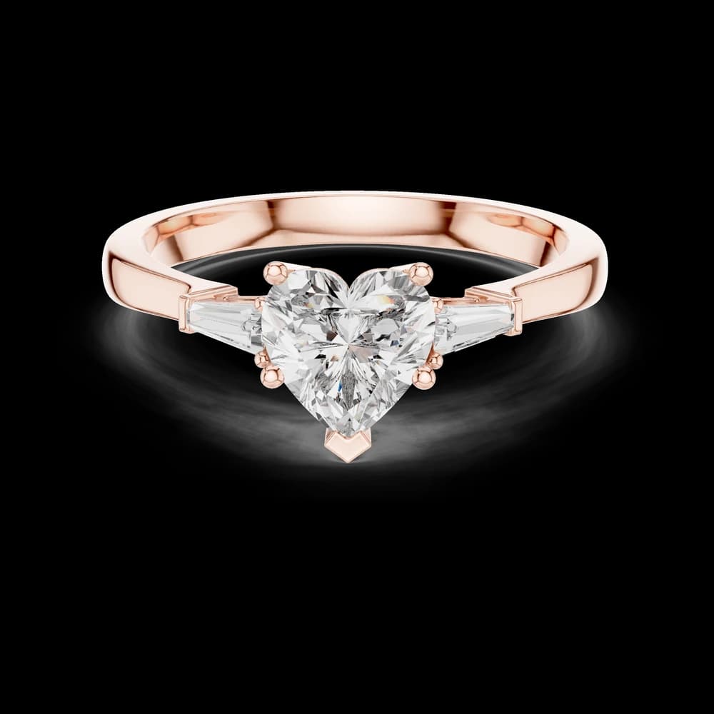 Tapered Baguette Heart Lab Grown Diamond Ring - Image 1 Tapered Baguette Heart Lab Grown Diamond Ring, view 1 of 6