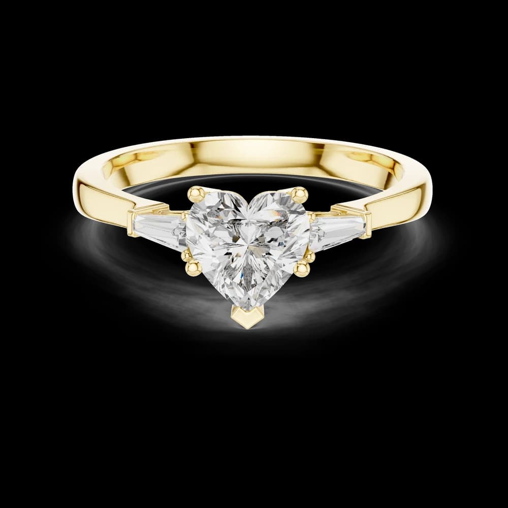 Tapered Baguette Heart Lab Grown Diamond Ring - Image 3 Tapered Baguette Heart Lab Grown Diamond Ring, view 3 of 6