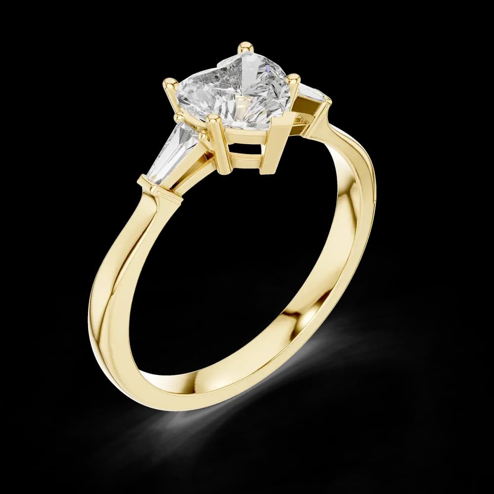 Tapered Baguette Heart Lab Grown Diamond Ring - Image 5 Tapered Baguette Heart Lab Grown Diamond Ring, view 5 of 6