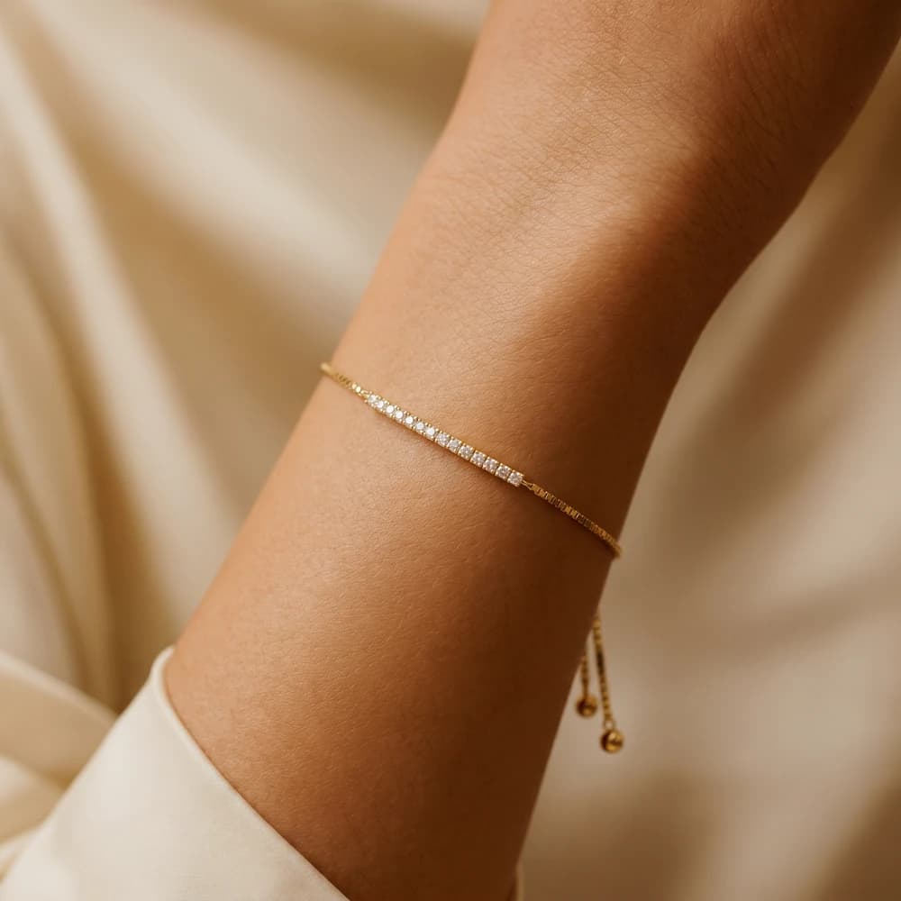 Minimalist Lab Grown Diamond Bar Bracelet - Image 2 Minimalist Lab Grown Diamond Bar Bracelet, view 2 of 5