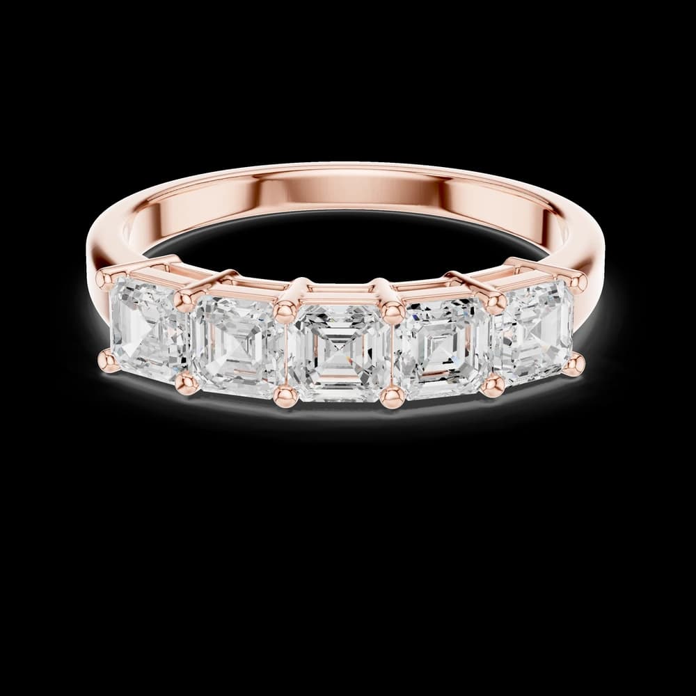 Five-Stone Asscher Cut Lab Grown Diamond Ring - Image 1 Five-Stone Asscher Cut Lab Grown Diamond Ring, view 1 of 6