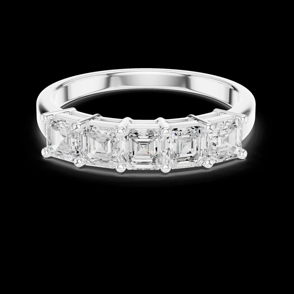 Five-Stone Asscher Cut Lab Grown Diamond Ring - Image 2 Five-Stone Asscher Cut Lab Grown Diamond Ring, view 2 of 6