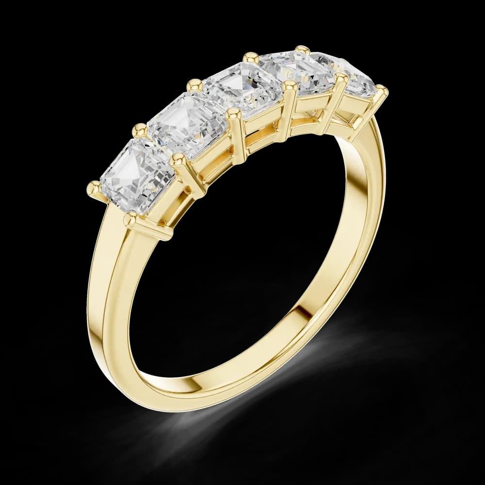 Five-Stone Asscher Cut Lab Grown Diamond Ring - Image 5 Five-Stone Asscher Cut Lab Grown Diamond Ring, view 5 of 6