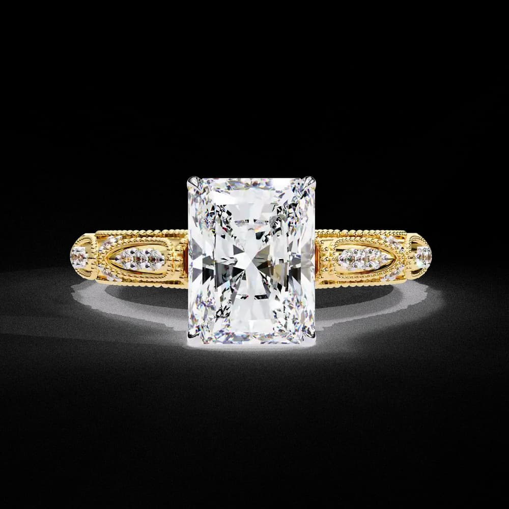 Radiant Milgrain Detail Lab Grown Diamond Ring - Image 1 Radiant Milgrain Detail Lab Grown Diamond Ring, view 1 of 12