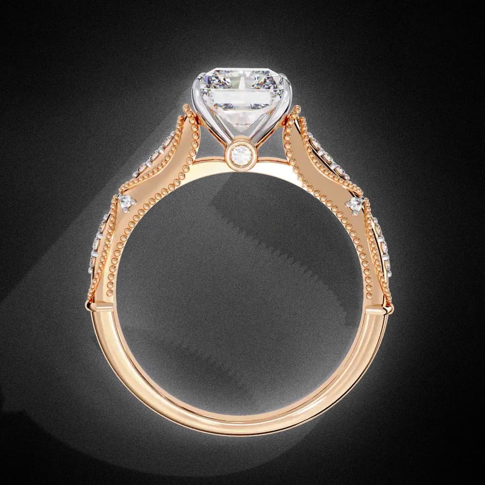 Radiant Milgrain Detail Lab Grown Diamond Ring - Image 11 Radiant Milgrain Detail Lab Grown Diamond Ring, view 11 of 12