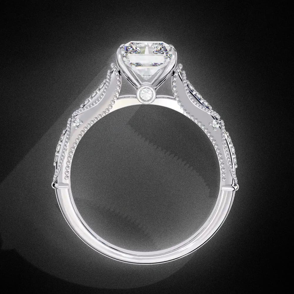Radiant Milgrain Detail Lab Grown Diamond Ring - Image 12 Radiant Milgrain Detail Lab Grown Diamond Ring, view 12 of 12