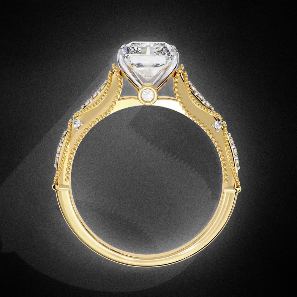 Radiant Milgrain Detail Lab Grown Diamond Ring - Image 2 Radiant Milgrain Detail Lab Grown Diamond Ring, view 2 of 12