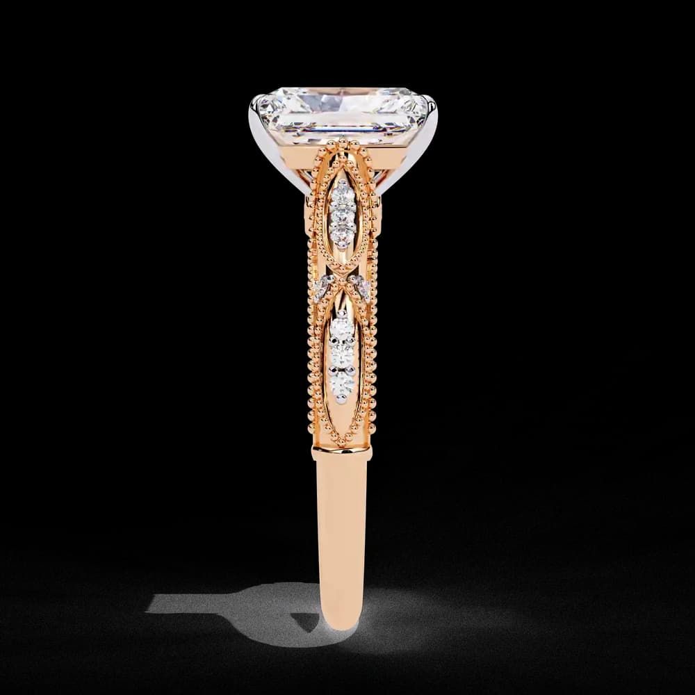 Radiant Milgrain Detail Lab Grown Diamond Ring - Image 4 Radiant Milgrain Detail Lab Grown Diamond Ring, view 4 of 12