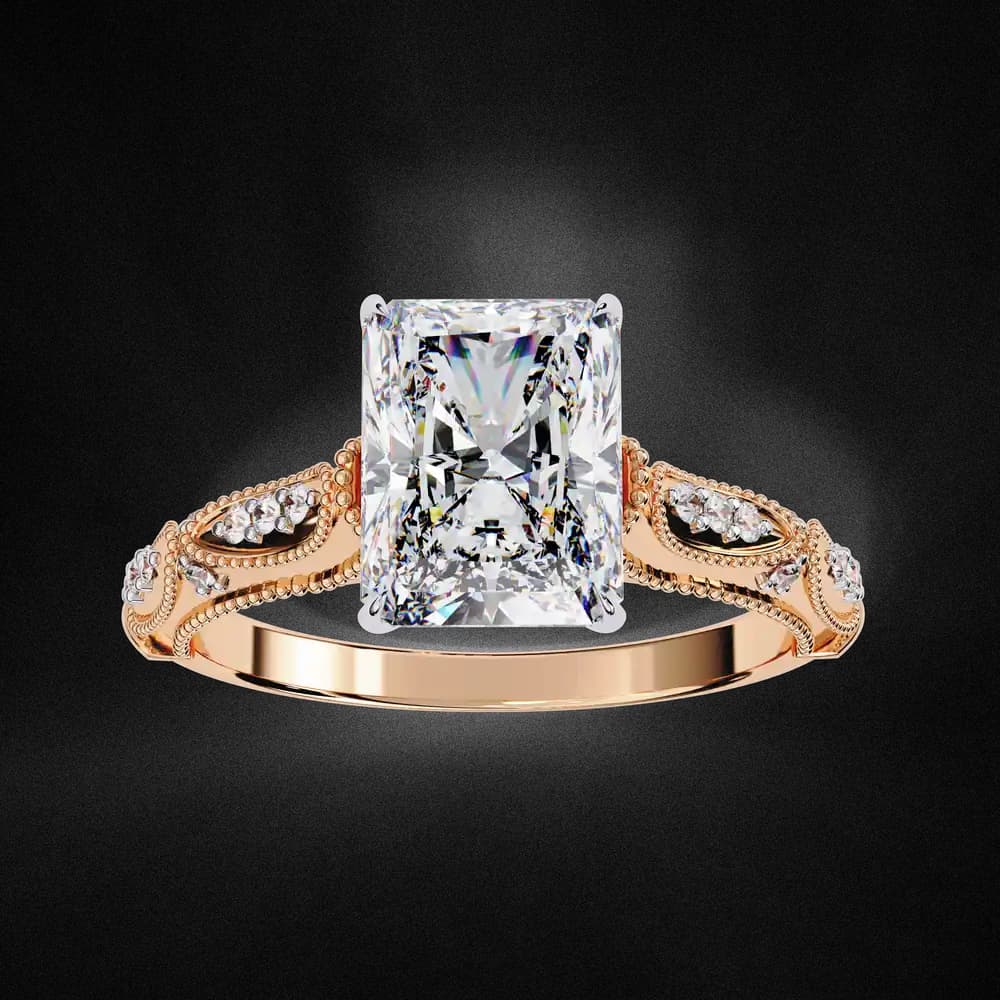 Radiant Milgrain Detail Lab Grown Diamond Ring - Image 6 Radiant Milgrain Detail Lab Grown Diamond Ring, view 6 of 12