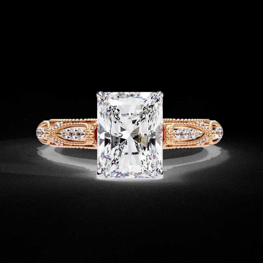 Radiant Milgrain Detail Lab Grown Diamond Ring - Image 8 Radiant Milgrain Detail Lab Grown Diamond Ring, view 8 of 12