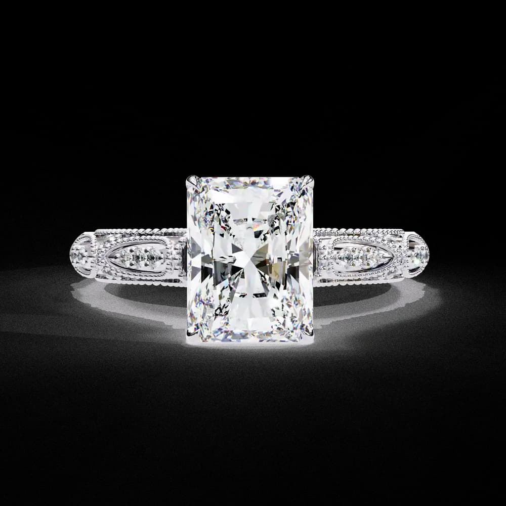 Radiant Milgrain Detail Lab Grown Diamond Ring - Image 9 Radiant Milgrain Detail Lab Grown Diamond Ring, view 9 of 12