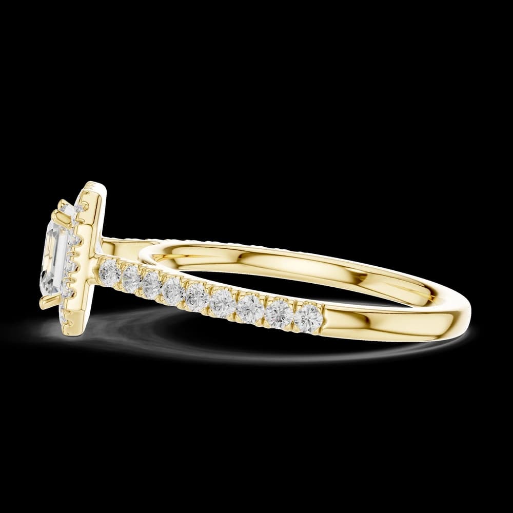 Asscher Cut Halo Pavé Band Lab Grown Diamond Ring - Image 6 Asscher Cut Halo Pavé Band Lab Grown Diamond Ring, view 6 of 6