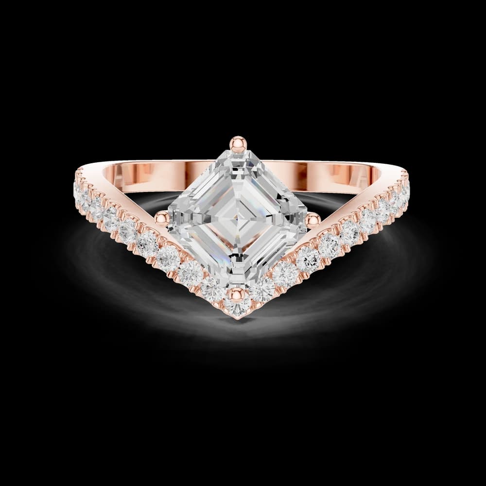 Asscher East - West Setting Lab Grown Diamond Ring - Image 1 Asscher East - West Setting Lab Grown Diamond Ring, view 1 of 6