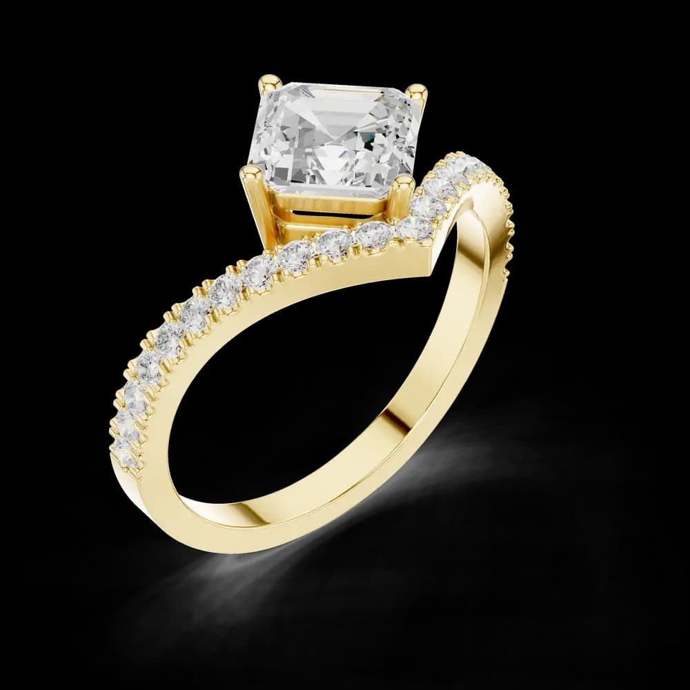 Asscher East - West Setting Lab Grown Diamond Ring - Image 5 Asscher East - West Setting Lab Grown Diamond Ring, view 5 of 6