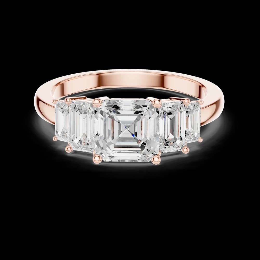 5 Stone Asscher Lab Grown Diamond Ring - Image 1 5 Stone Asscher Lab Grown Diamond Ring, view 1 of 6