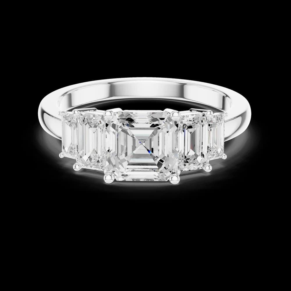 5 Stone Asscher Lab Grown Diamond Ring - Image 2 5 Stone Asscher Lab Grown Diamond Ring, view 2 of 6