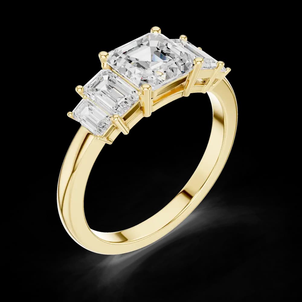 5 Stone Asscher Lab Grown Diamond Ring - Image 4 5 Stone Asscher Lab Grown Diamond Ring, view 4 of 6