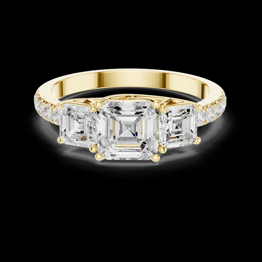 3 Stone Asscher Cut Lab Grown Diamond Ring - Image 3 3 Stone Asscher Cut Lab Grown Diamond Ring, view 3 of 6