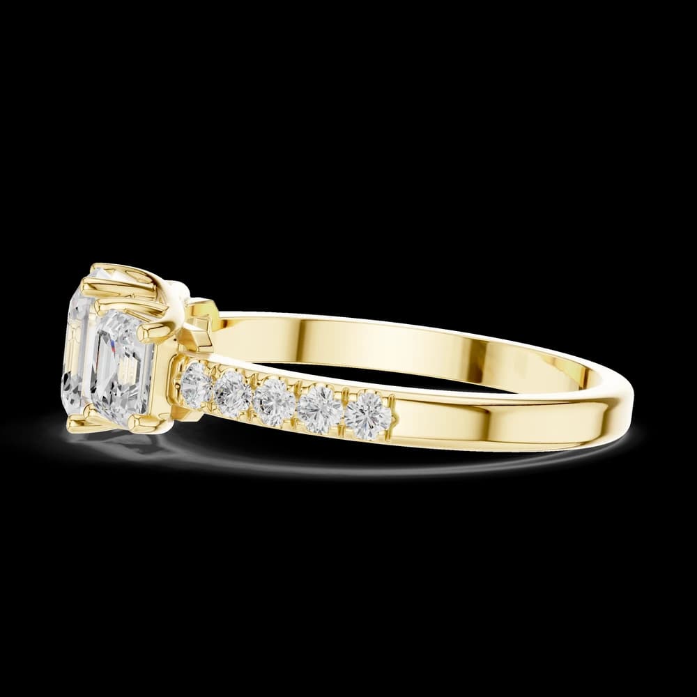 3 Stone Asscher Cut Lab Grown Diamond Ring - Image 4 3 Stone Asscher Cut Lab Grown Diamond Ring, view 4 of 6