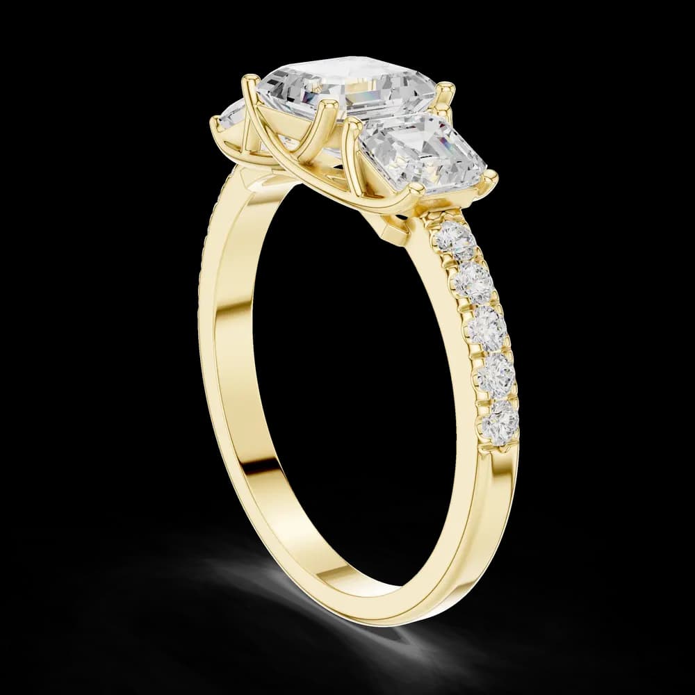 3 Stone Asscher Cut Lab Grown Diamond Ring - Image 6 3 Stone Asscher Cut Lab Grown Diamond Ring, view 6 of 6