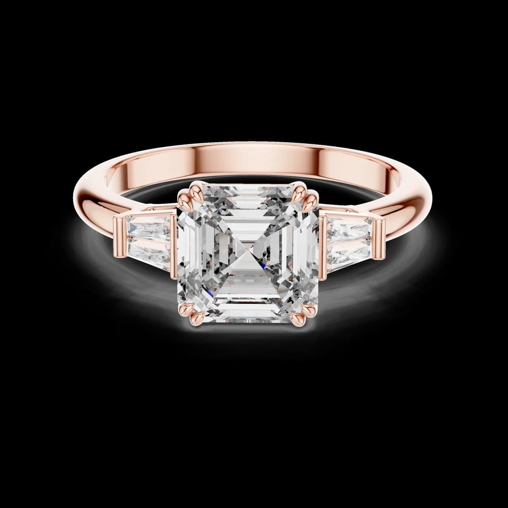 Baguette Side Asscher Cut Lab Grown Ring - Image 1 Baguette Side Asscher Cut Lab Grown Ring, view 1 of 5