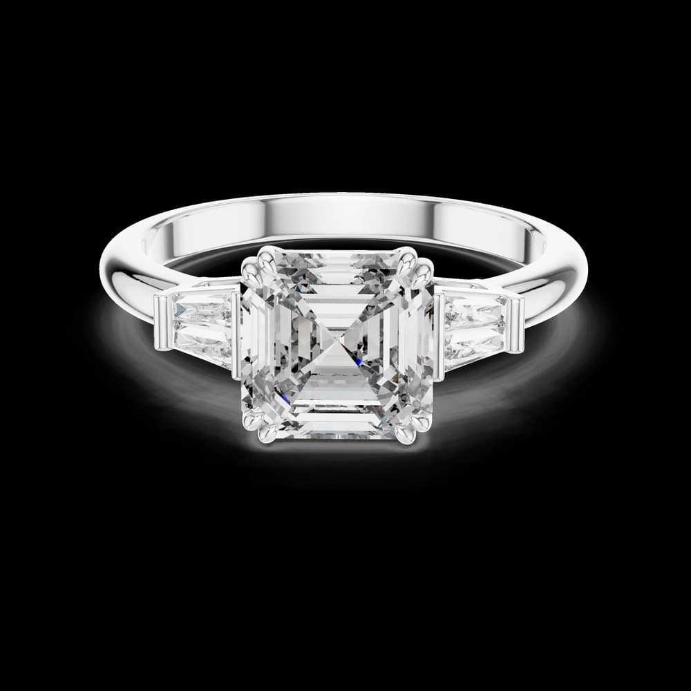 Baguette Side Asscher Cut Lab Grown Ring - Image 2 Baguette Side Asscher Cut Lab Grown Ring, view 2 of 5