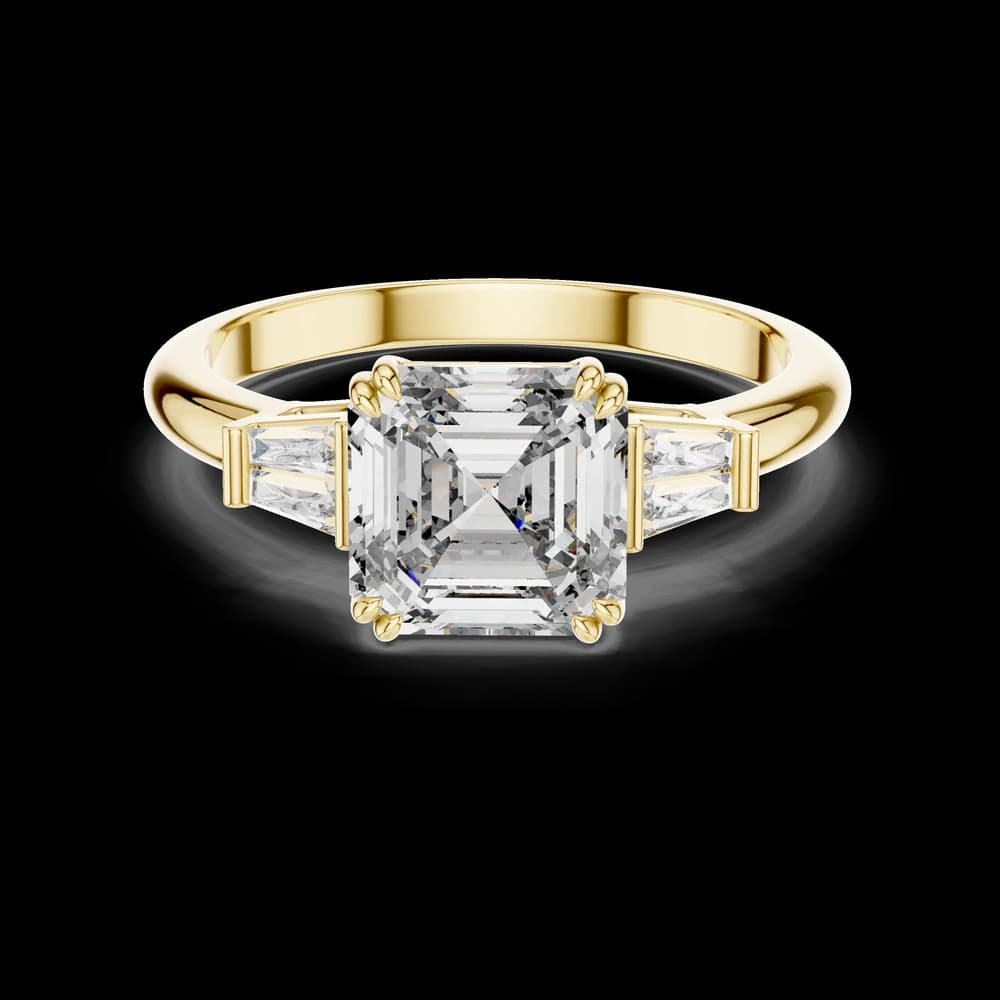 Baguette Side Asscher Cut Lab Grown Ring - Image 3 Baguette Side Asscher Cut Lab Grown Ring, view 3 of 5