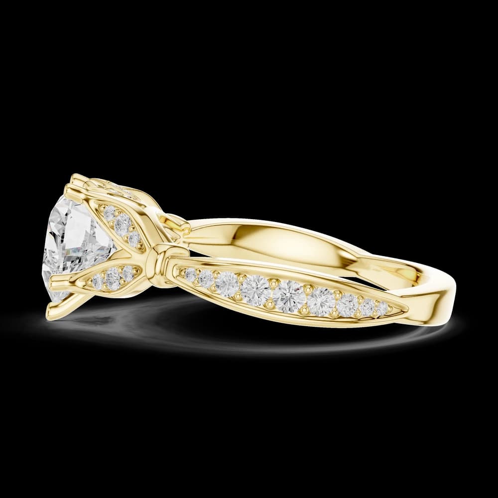 Heart Cut Intricate Leaf Detail Lab Grown Diamond Ring - Image 6 Heart Cut Intricate Leaf Detail Lab Grown Diamond Ring, view 6 of 6