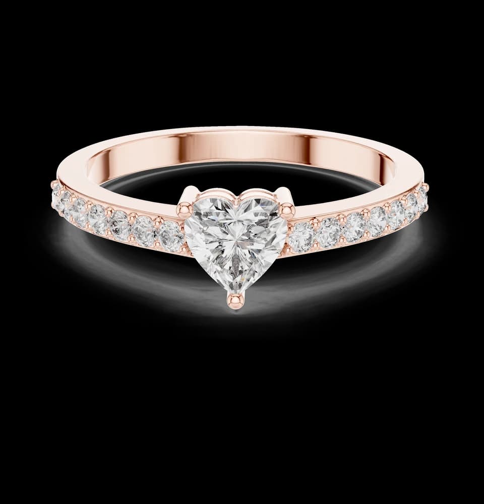 Heart-Pave Band Lab Grown Diamond Ring - Image 1 Heart-Pave Band Lab Grown Diamond Ring, view 1 of 6