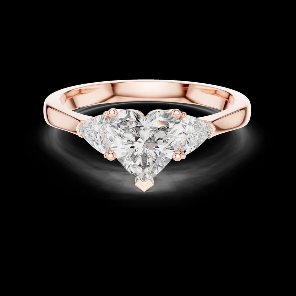 Heart Cut Triangle Side Lab Grown Ring - Image 1 Heart Cut Triangle Side Lab Grown Ring, view 1 of 6
