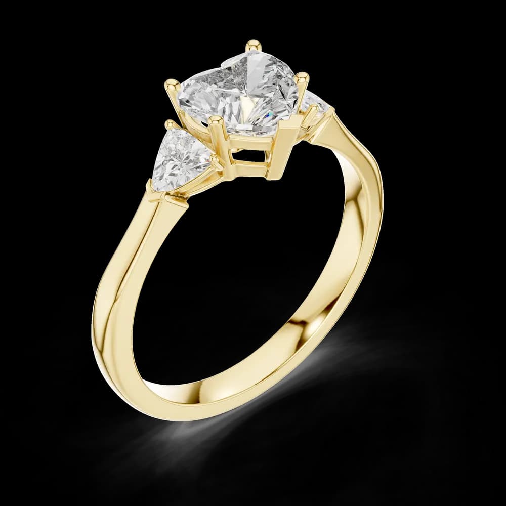 Heart Cut Triangle Side Lab Grown Ring - Image 5 Heart Cut Triangle Side Lab Grown Ring, view 5 of 6