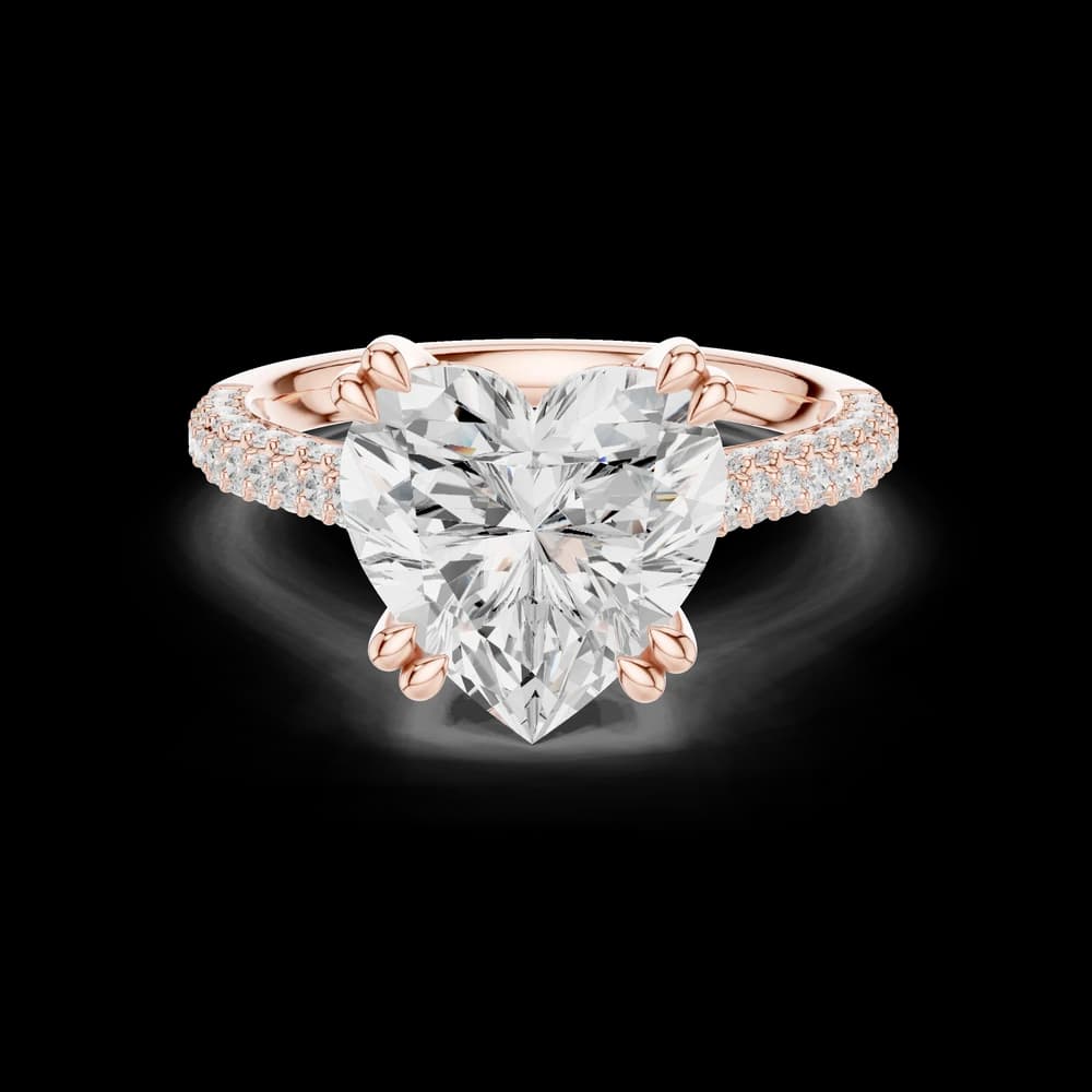 Elegant Heart Double Pave Lab Grown Diamond Ring - Image 1 Elegant Heart Double Pave Lab Grown Diamond Ring, view 1 of 6