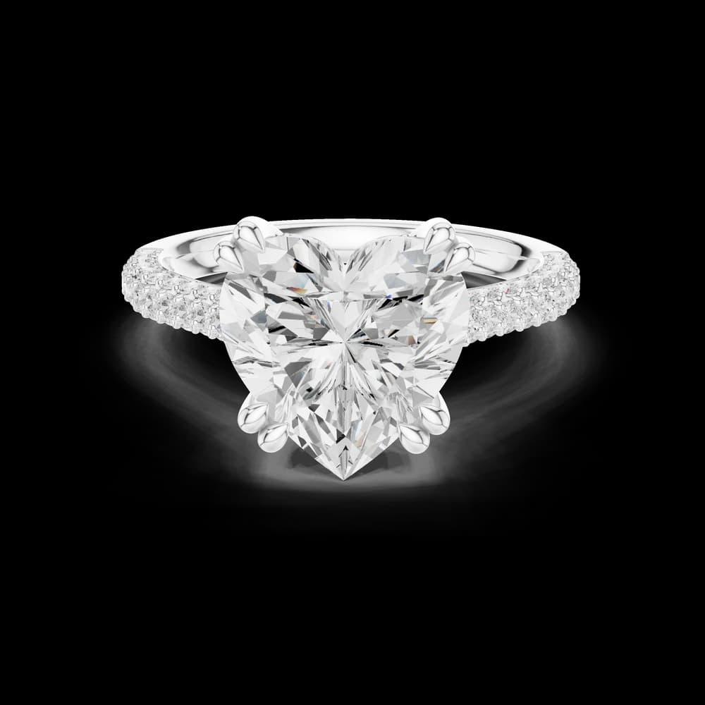 Elegant Heart Double Pave Lab Grown Diamond Ring - Image 2 Elegant Heart Double Pave Lab Grown Diamond Ring, view 2 of 6