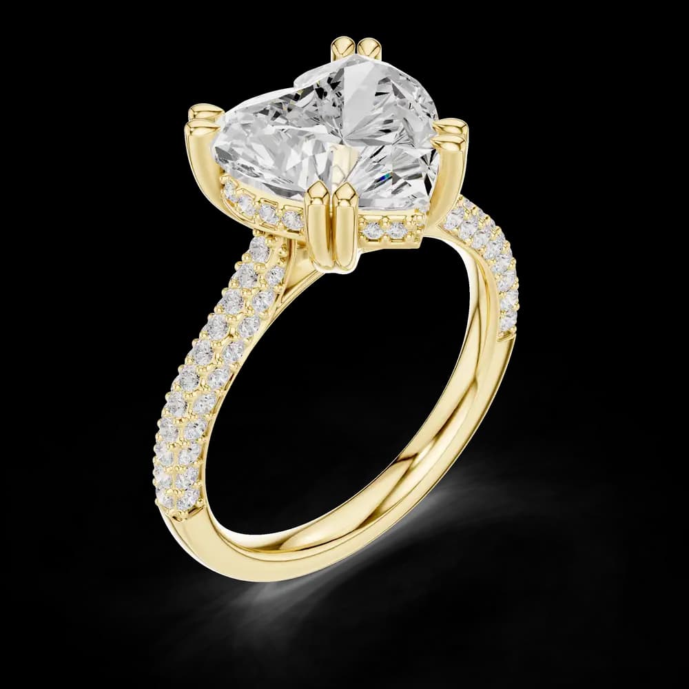 Elegant Heart Double Pave Lab Grown Diamond Ring - Image 5 Elegant Heart Double Pave Lab Grown Diamond Ring, view 5 of 6