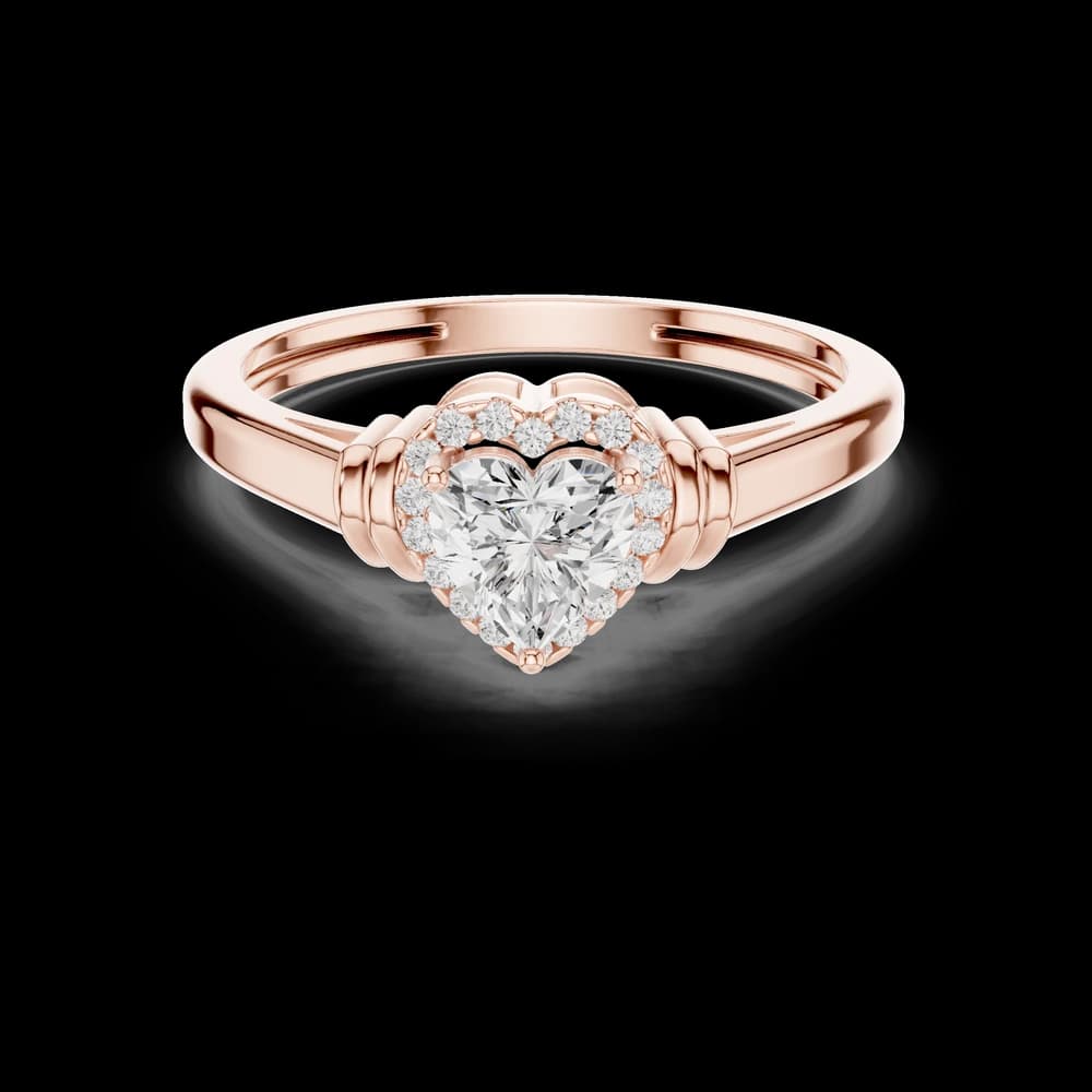 Heart Shaped Lab Grown Diamond Halo Ring - Image 1 Heart Shaped Lab Grown Diamond Halo Ring, view 1 of 6