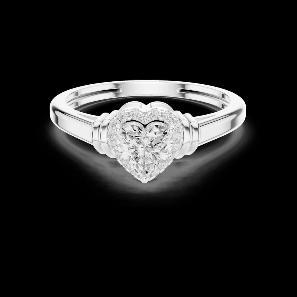 Heart Shaped Lab Grown Diamond Halo Ring - Image 2 Heart Shaped Lab Grown Diamond Halo Ring, view 2 of 6